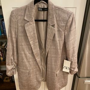 Zara plaid velvet blazer
